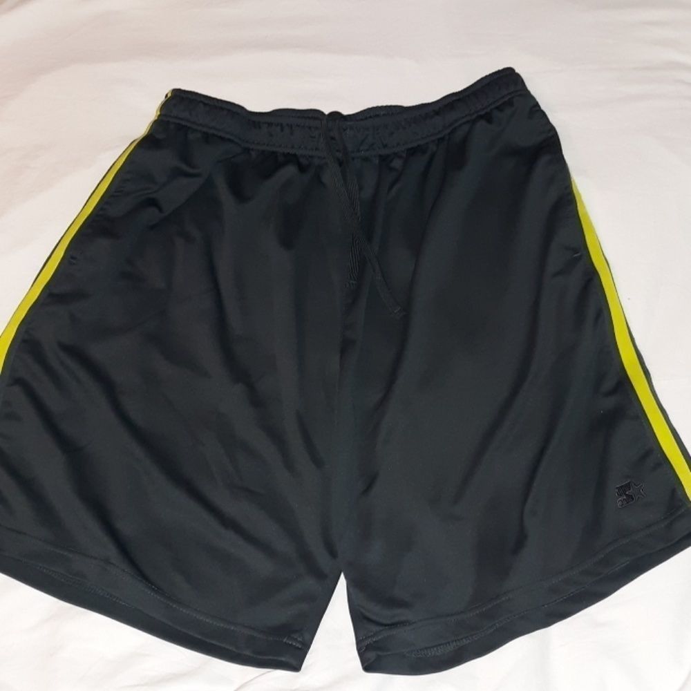 Starter Basketball Shorts Large Grey‎ Yellow Stripe